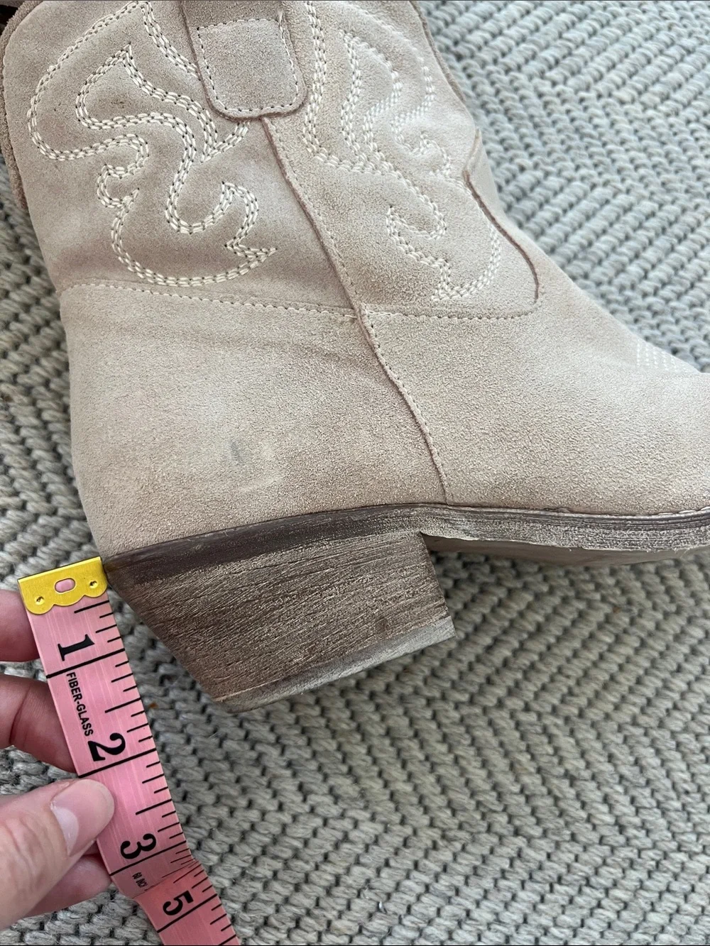 Ovyé by Cristina Lucchi sand suede texan ankle boots.